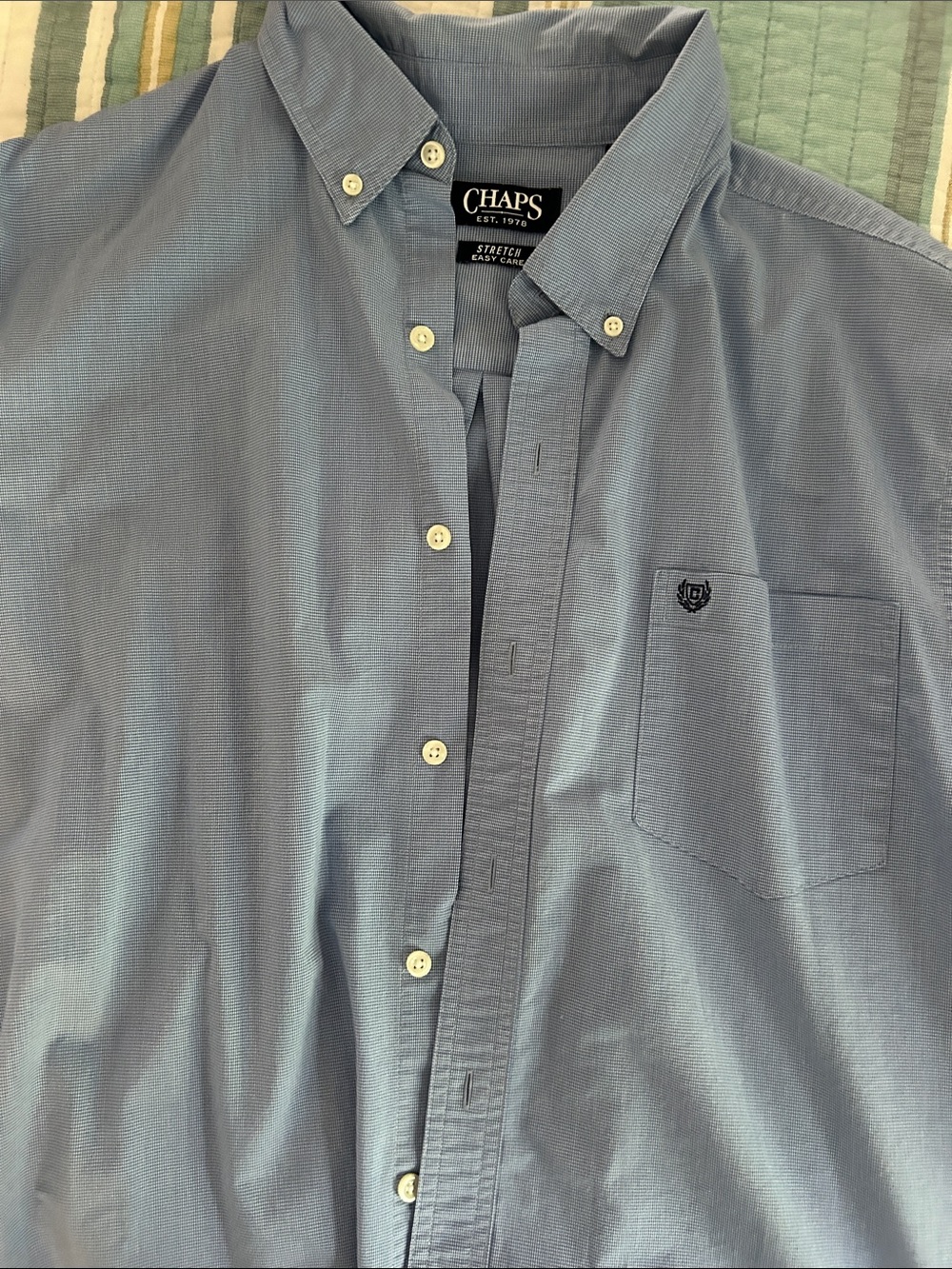 Chaps Men's Light Blue Button-Down Shirt with Chest Pocket
